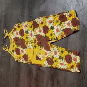 Flygo Oversized Retro Bib Cropped Jumpsuit Sz M